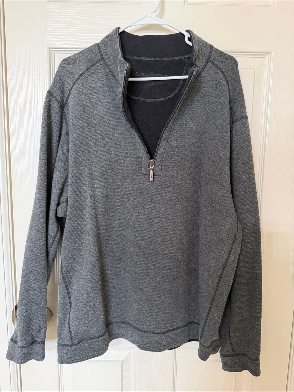 Tommy Bahama Men's Charcoal Gray Reversible Quarter-Zip Pullover